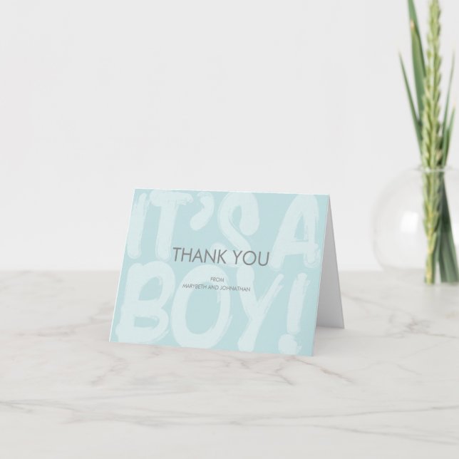 Graffiti Blue Baby Shower Tarjeta de agradecimient (Anverso)