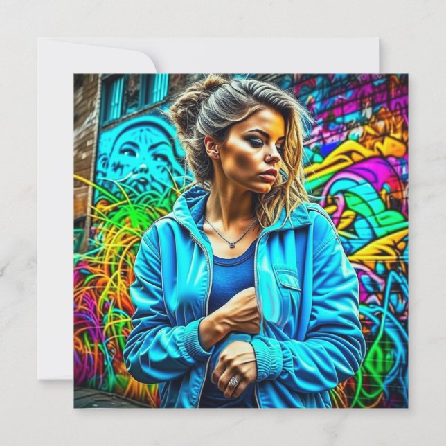 Graffiti bonito Chica de arte urbano (Anverso)