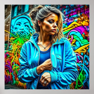 Graffiti bonito Chica de arte urbano