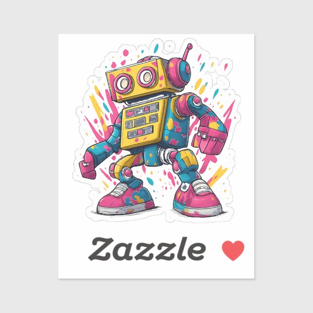 Graffiti Bot – Robot de Dibujos Urbanos Pegatina (Hoja)