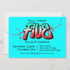 Graffiti brillante cinco invitaciones