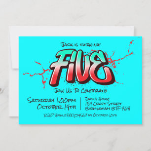 Graffiti brillante cinco invitaciones