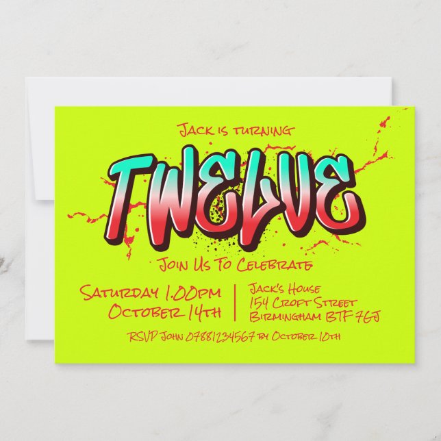 Graffiti brillante Doce invitaciones (Anverso)