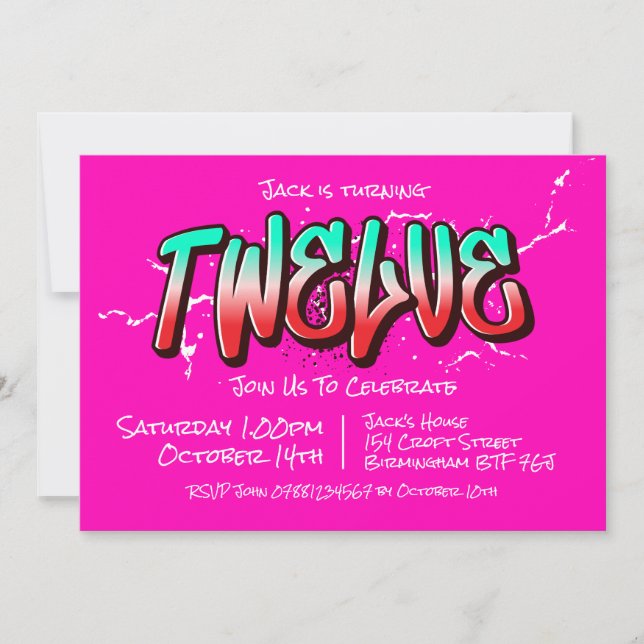Graffiti brillante Doce invitaciones (Anverso)