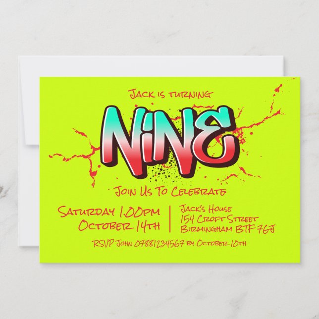 Graffiti brillante Nueve invitaciones (Anverso)