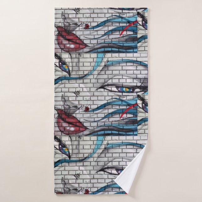 Graffiti Chica asiático (Toalla de baño)