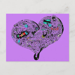 Graffiti Corazón postal púrpura