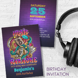 Graffiti de música karaoke estilo Invitación de cu
