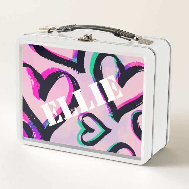 Graffiti Hearts White Lunchbox (Anverso)