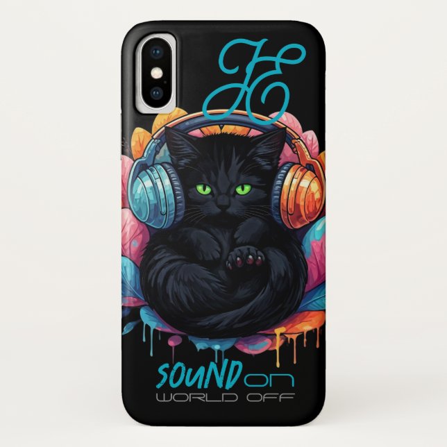 Graffiti Kitty Vibe Funda - Negro (Reverso)