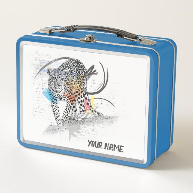 Graffiti Leopard Lunch Box - Nombre personalizado (Anverso)