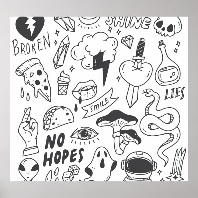 Graffiti lindo: Conjunto de arte Doodle. (Frente)