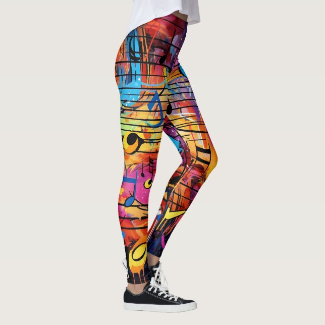 Graffiti Musical Notes Leggings (Derecha)
