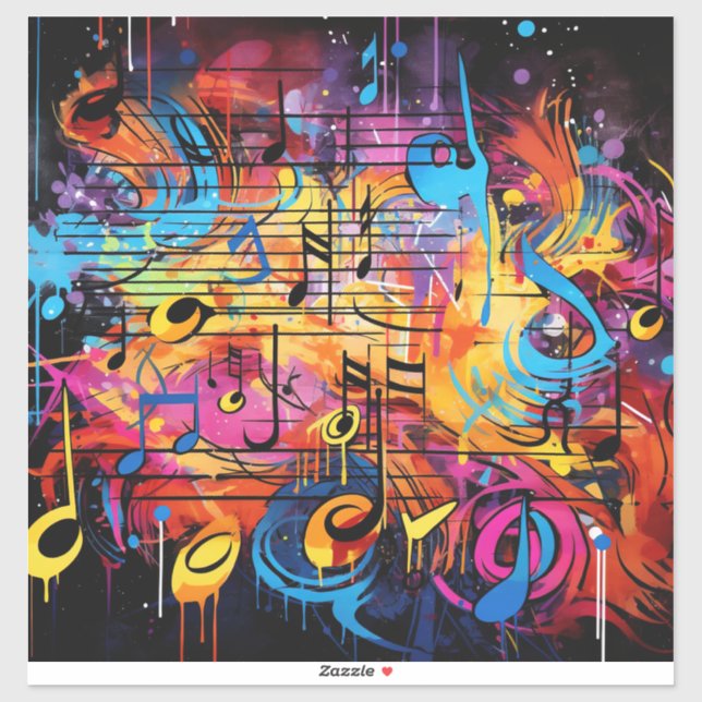 Graffiti Musical Notes Vinyl Pegatina (Hoja)