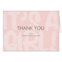 Graffiti Pink Baby Shower Tarjeta de agradecimient