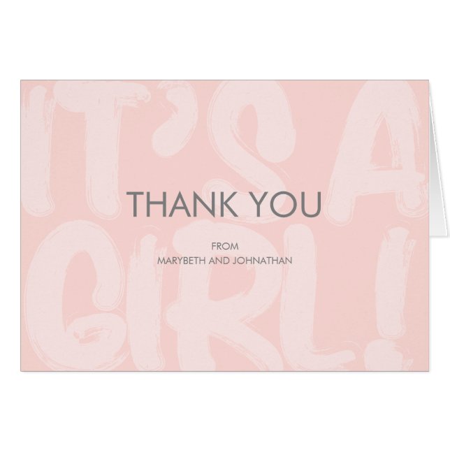 Graffiti Pink Baby Shower Tarjeta de agradecimient (Anverso (Horizontal))