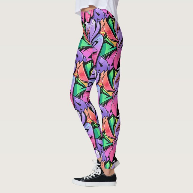 Graffiti silvestre Colores de moda pop Leggings (Izquierda)