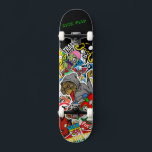 Graffiti Skateboard con tu lema<br><div class="desc">Haz que este skateboard sea tu propio agregando tu texto. Para acceder a las herramientas de edición avanzadas, vaya a "Personalizar esta plantilla" y haga clic en "Detalles", desplácese hacia abajo y presione el enlace "clic para más personalizares". Ideal para cualquier ocasión, como cumpleaños o graduación, para patinadores al aire...</div>