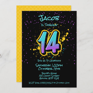 Graffiti Splatter Age Catorce Invitaciones