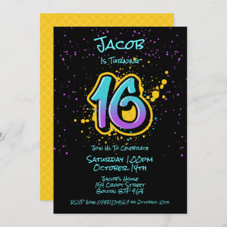 Graffiti Splatter Age Dieciséis Invitaciones