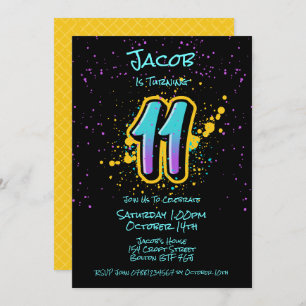 Graffiti Splatter Age Eleven Invitación