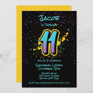 Graffiti Splatter Age Eleven Invitación