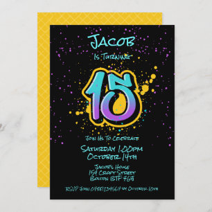 Graffiti Splatter Age Quince Invitaciones