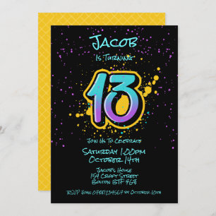 Graffiti Splatter Age Trece Invitaciones