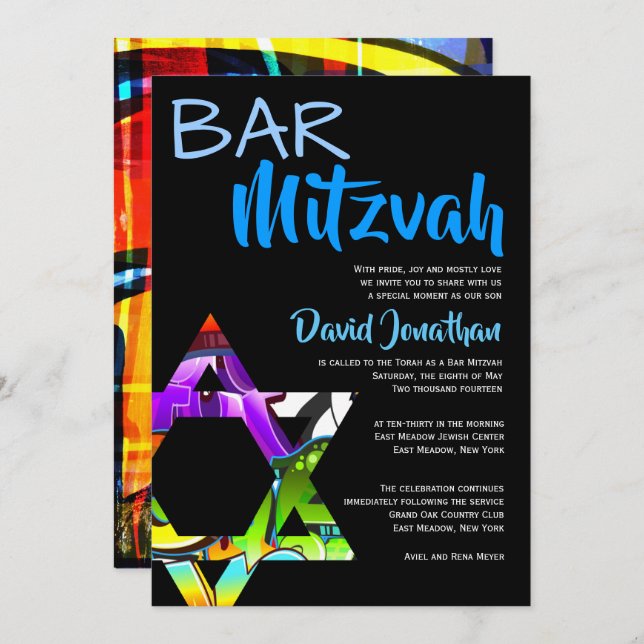 Graffiti Street Art Bar Mitzvah Invitaciones Perso (Anverso / Reverso)