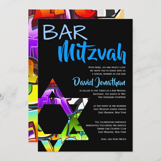 Graffiti Street Art Bar Mitzvah Invitaciones Perso (Anverso / Reverso)