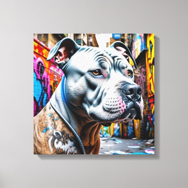 Graffiti urbano Arte callejero Brindle Pitbull Lov (Anverso)