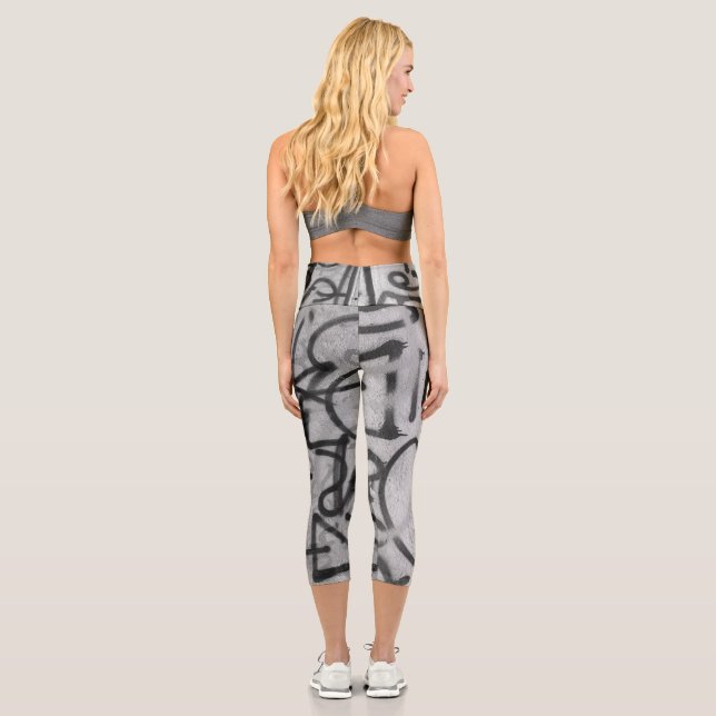 Graffiti urbano Gris Estilo Capri Leggings (Reverso)