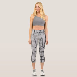 Graffiti urbano Gris Estilo Capri Leggings