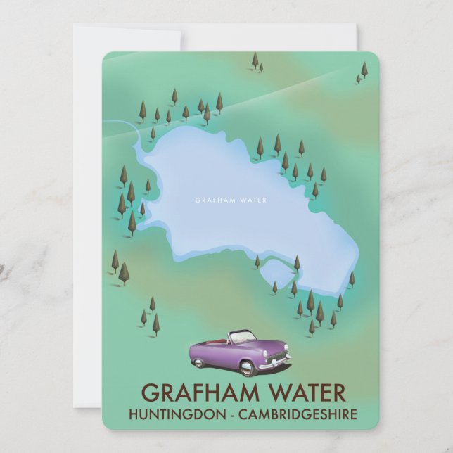 Grafham Water Huntingdon Cambridgeshire Mapa (Anverso)