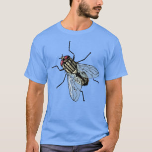 Gráfica de mosca en la casaTejido de camiseta con