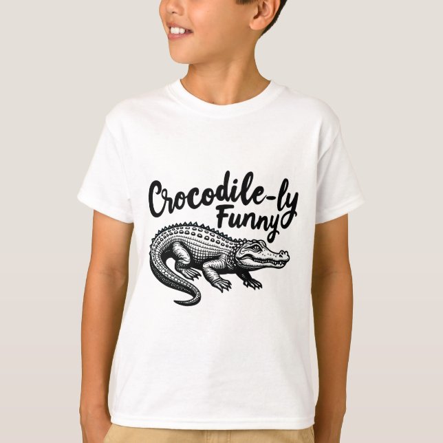Gráfica divertida de la camiseta de cocodrilo únic (Anverso)