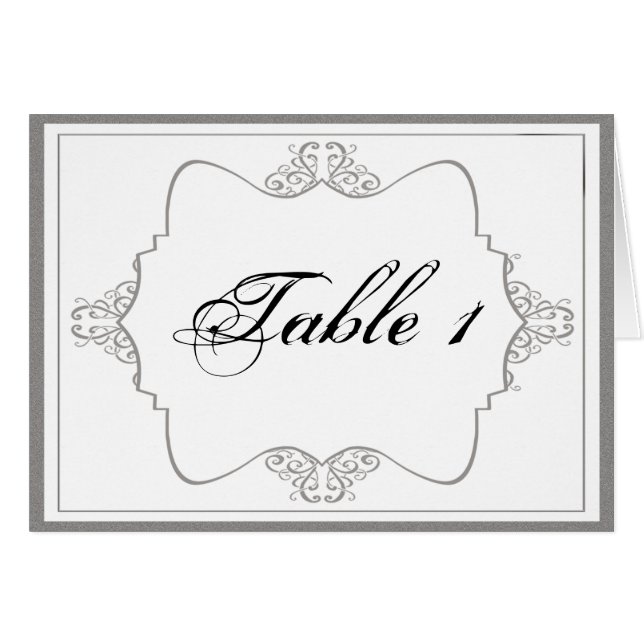 Gráfica Gris Filigree Posh Boda Número de tabla (Anverso (Horizontal))