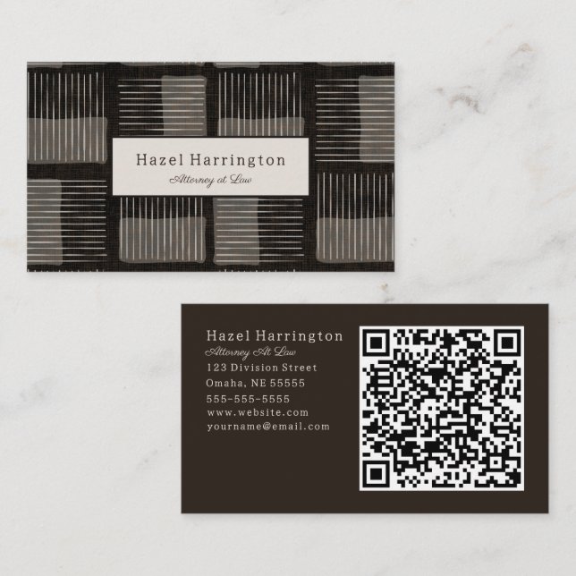 Gráfica moderna QR Código tarjeta de visita Gris n (Anverso / Reverso)