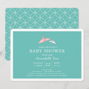 Gráficas de papel de origami invitación Verde azul