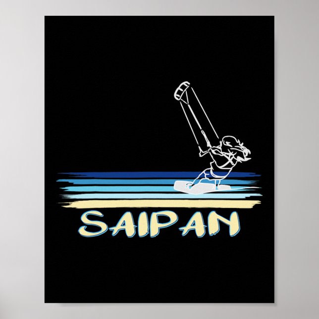 Gráfico de arte de línea de playa de kitesurf de S (Frente)
