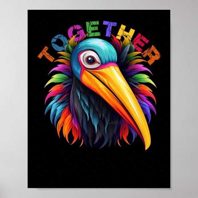 Gráfico de arte de pájaro colorido (Frente)