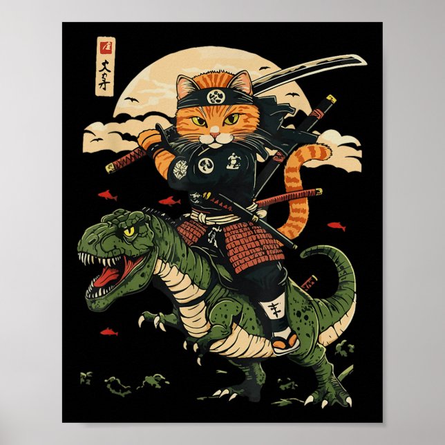 Gráfico de arte japonés de dinosaurios de gato sam (Frente)