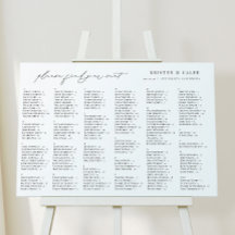 Gráfico de asientos alfabéticos Bodas modernos de 