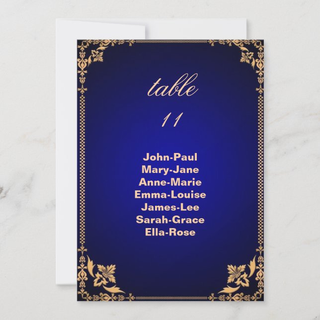 Gráfico de Asientos con Número de Mesa en Marco Az (Anverso)