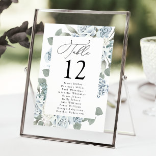 Gráfico de Asientos con Número de Mesa Floral Azul