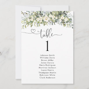 Gráfico de Asientos con Número de Mesa Floral Blan