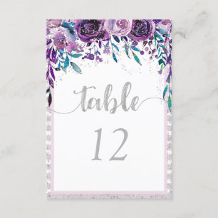 Gráfico de Asientos con Número de Mesa Floral Púrp