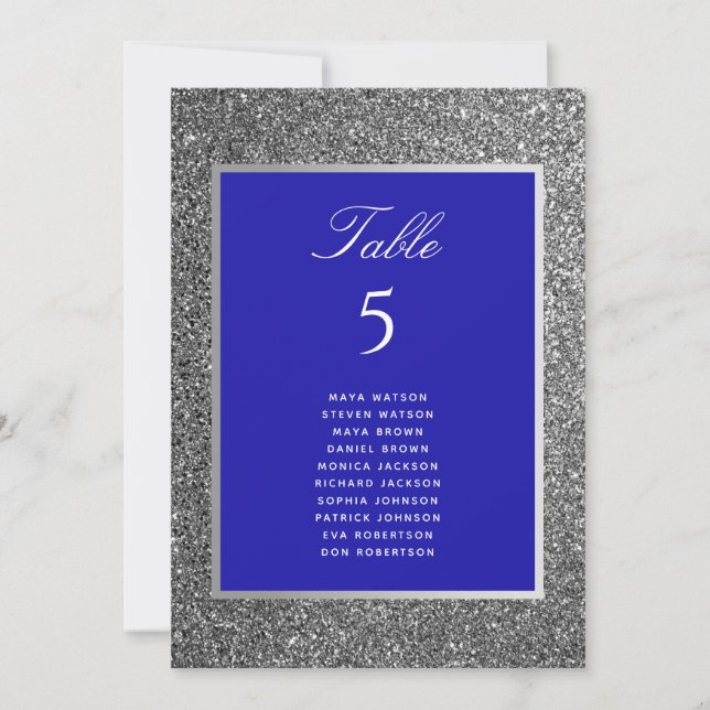 Gráfico de Asientos de Boda con Brillo de Plata (Anverso)