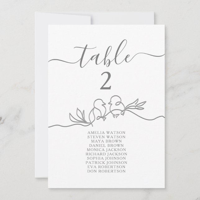 Gráfico de Asientos de Boda con Caligrafía Simple (Anverso)