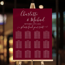 Gráfico de Asientos de Boda con Letra de Burgundy